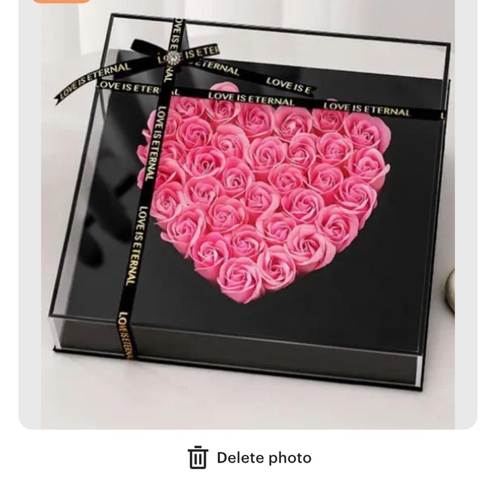 Pink Heart-Shaped Rose Box
